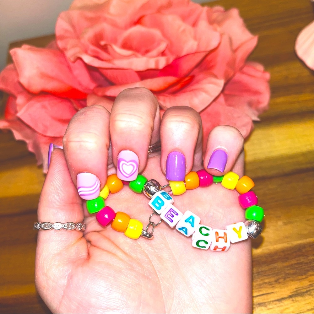 Handmade "BEACH" Beaded Bracelet | Colorful Letter Bracelet